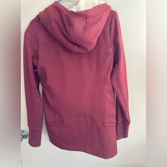 Eddie Bauer Jacket Women’s Size S Redish Sherpa Faux Fur Lined Hooded Full Zip - Picture 3 of 7